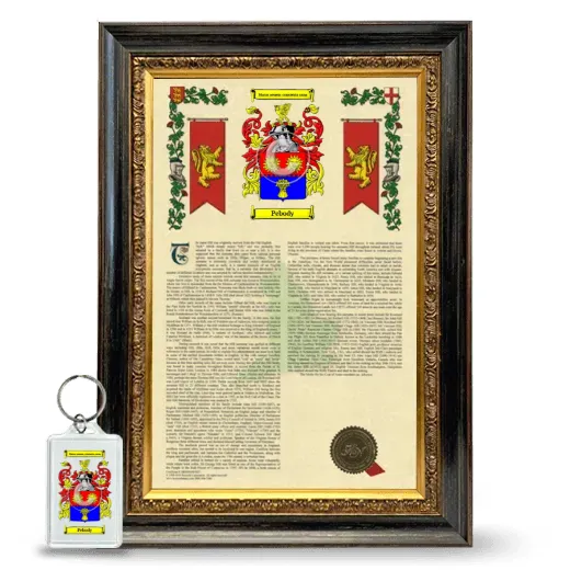Pebody Framed Armorial History and Keychain - Heirloom