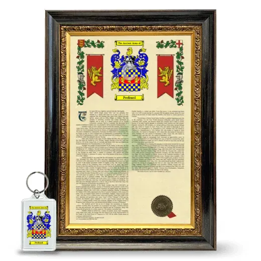 Pecfeard Framed Armorial History and Keychain - Heirloom