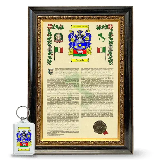 Pecorella Framed Armorial History and Keychain - Heirloom