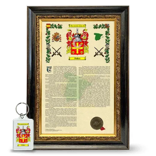 Pedrez Framed Armorial History and Keychain - Heirloom