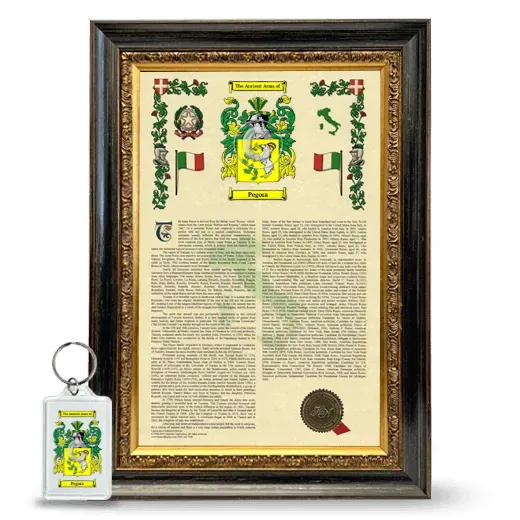 Pegora Framed Armorial History and Keychain - Heirloom