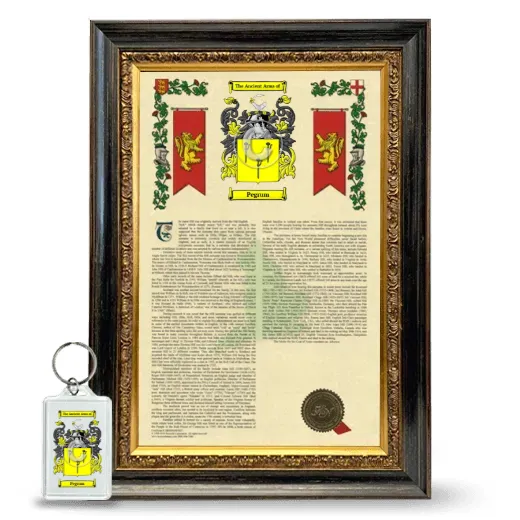Pegrum Framed Armorial History and Keychain - Heirloom