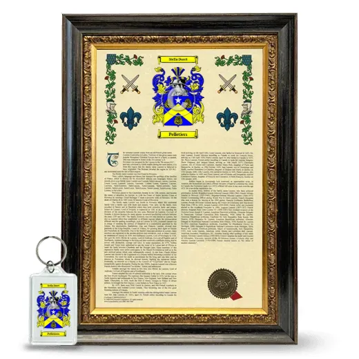 Pelletiers Framed Armorial History and Keychain - Heirloom