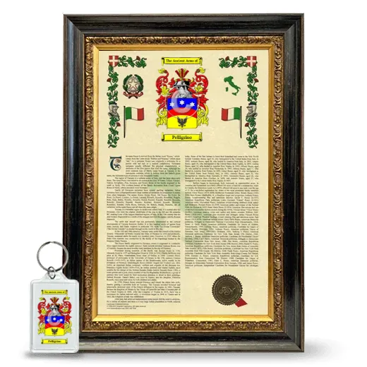 Pelligrino Framed Armorial History and Keychain - Heirloom