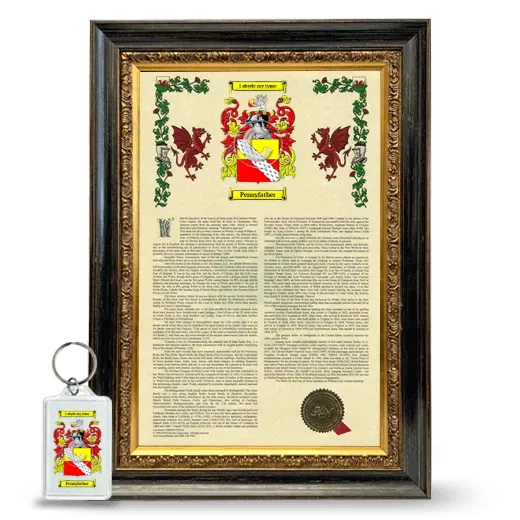 Pennyfather Framed Armorial History and Keychain - Heirloom