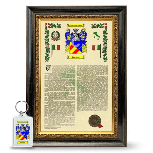 Perconte Framed Armorial History and Keychain - Heirloom