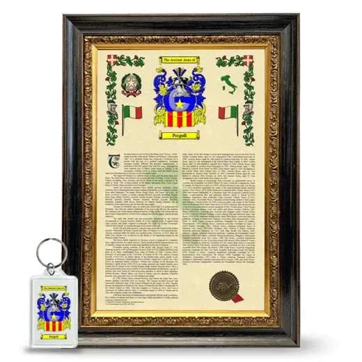 Pergoli Framed Armorial History and Keychain - Heirloom