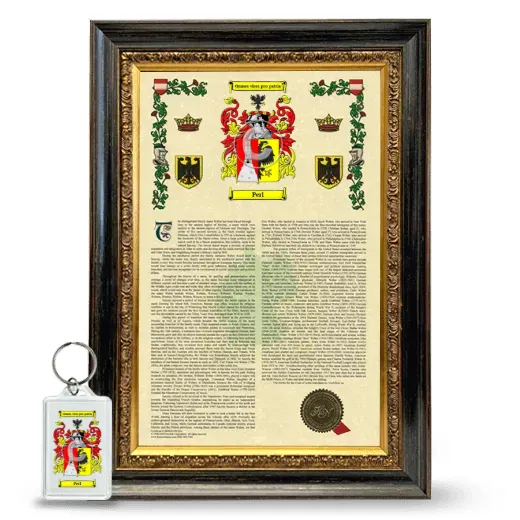 Perl Framed Armorial History and Keychain - Heirloom
