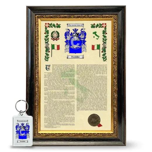 Pesciolini Framed Armorial History and Keychain - Heirloom
