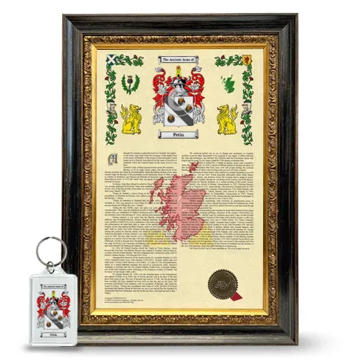 Petin Framed Armorial History and Keychain - Heirloom