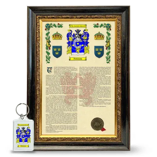 Pettersen Framed Armorial History and Keychain - Heirloom