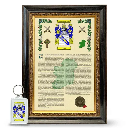 Pettie Framed Armorial History and Keychain - Heirloom