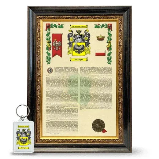 Petzinger Framed Armorial History and Keychain - Heirloom