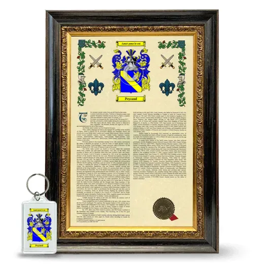 Peyraud Framed Armorial History and Keychain - Heirloom