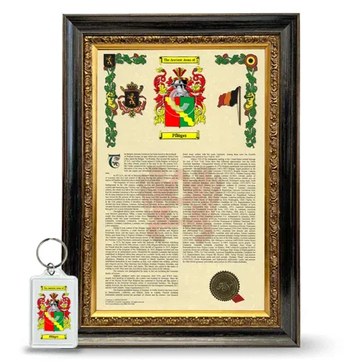 Pflüger Framed Armorial History and Keychain - Heirloom