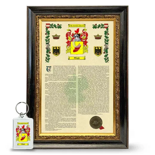 Pflugk Framed Armorial History and Keychain - Heirloom