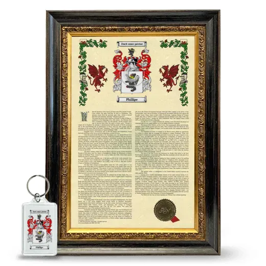 Phillipe Framed Armorial History and Keychain - Heirloom