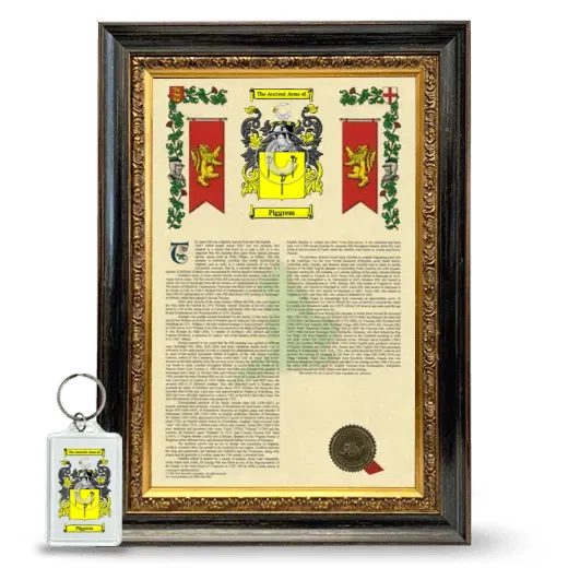 Piggrem Framed Armorial History and Keychain - Heirloom