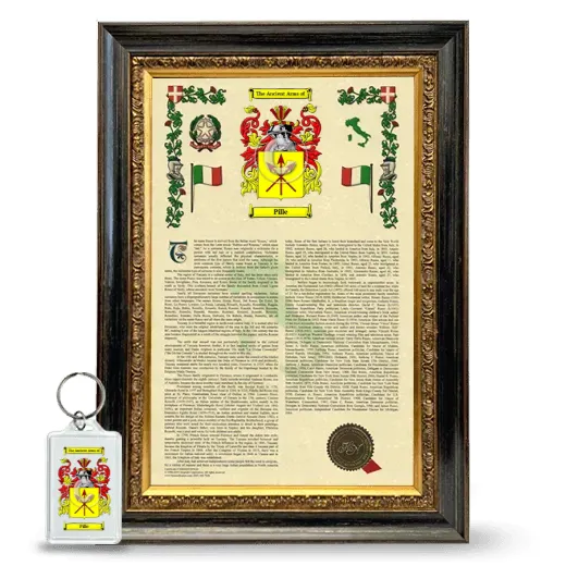 Pille Framed Armorial History and Keychain - Heirloom