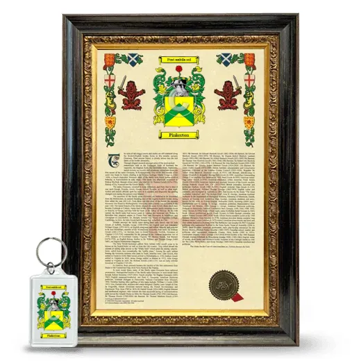 Pinkerton Framed Armorial History and Keychain - Heirloom
