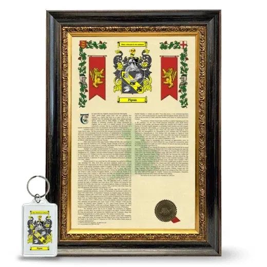 Pipon Framed Armorial History and Keychain - Heirloom