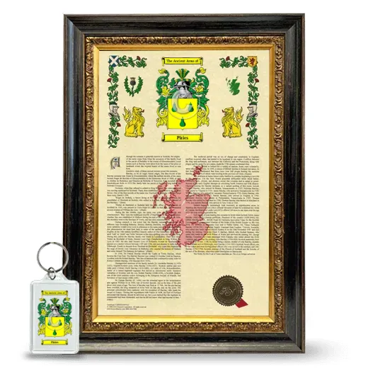 Piries Framed Armorial History and Keychain - Heirloom