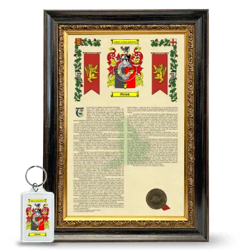 Pittick Framed Armorial History and Keychain - Heirloom
