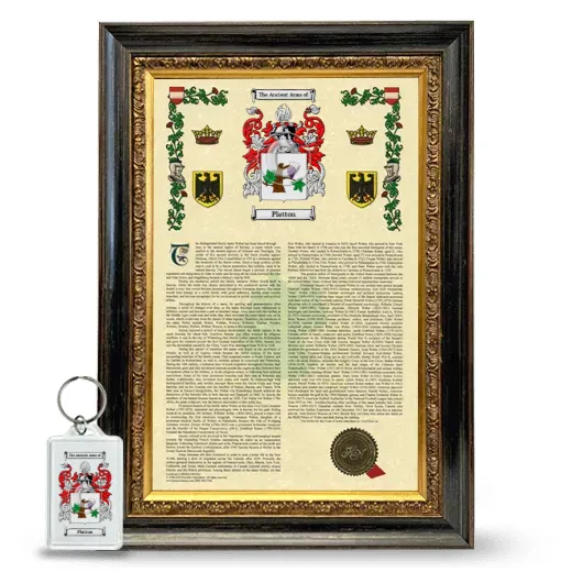 Platton Framed Armorial History and Keychain - Heirloom