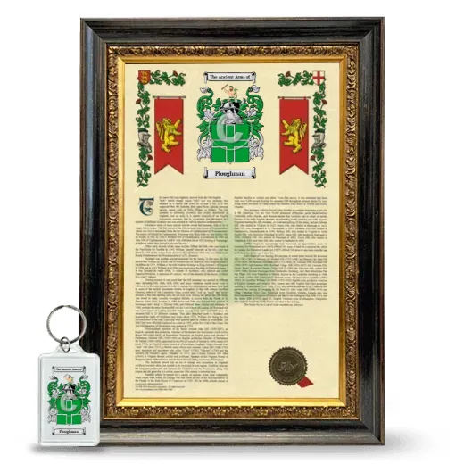 Ploughman Framed Armorial History and Keychain - Heirloom