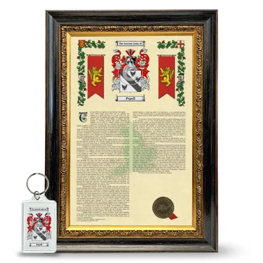 Popell Framed Armorial History and Keychain - Heirloom