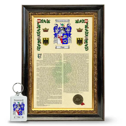 Popp Framed Armorial History and Keychain - Heirloom