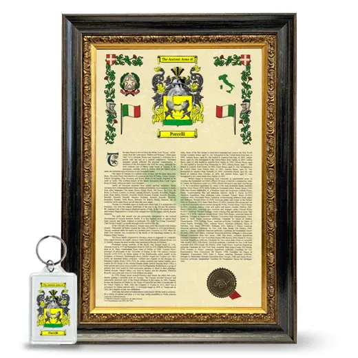 Porcelli Framed Armorial History and Keychain - Heirloom