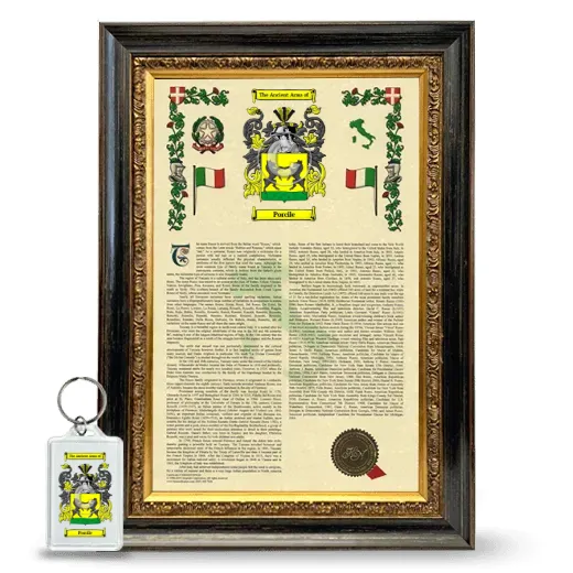 Porcile Framed Armorial History and Keychain - Heirloom
