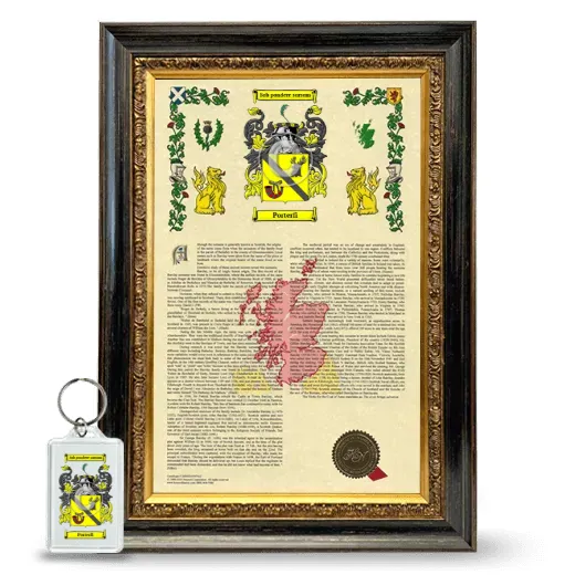 Porterfi Framed Armorial History and Keychain - Heirloom