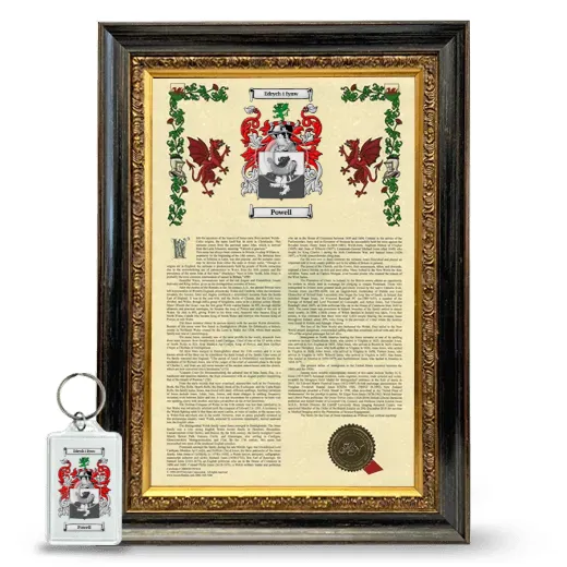 Powell Framed Armorial History and Keychain - Heirloom