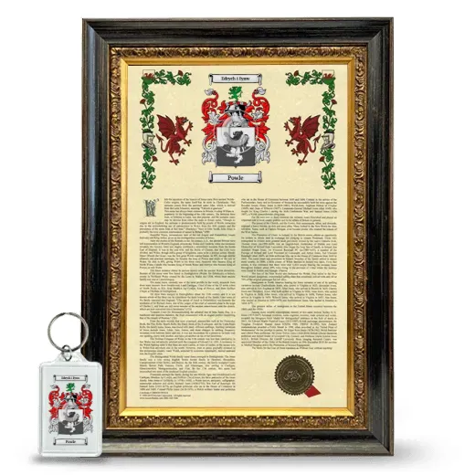 Powle Framed Armorial History and Keychain - Heirloom