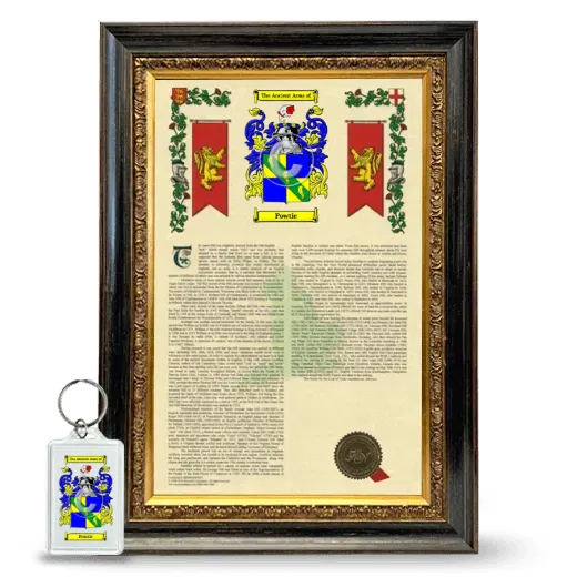Powtie Framed Armorial History and Keychain - Heirloom