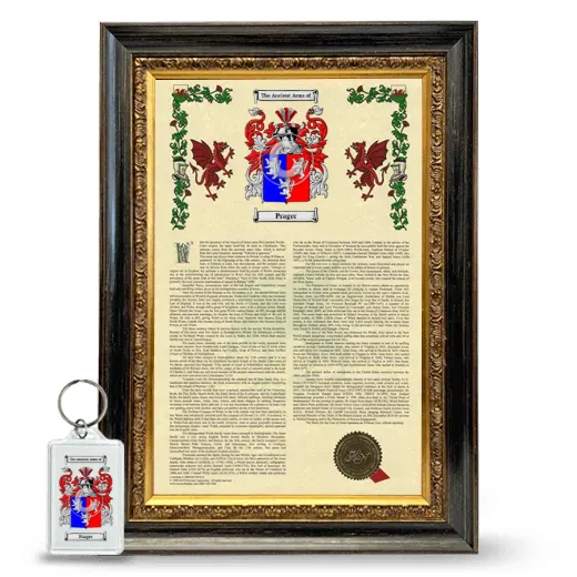 Prager Framed Armorial History and Keychain - Heirloom