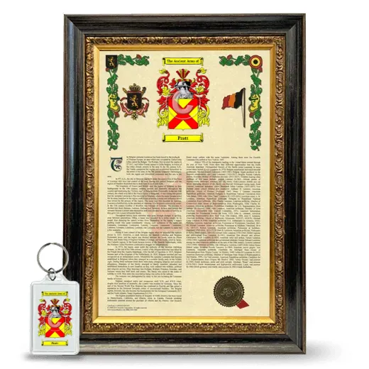 Pratt Framed Armorial History and Keychain - Heirloom