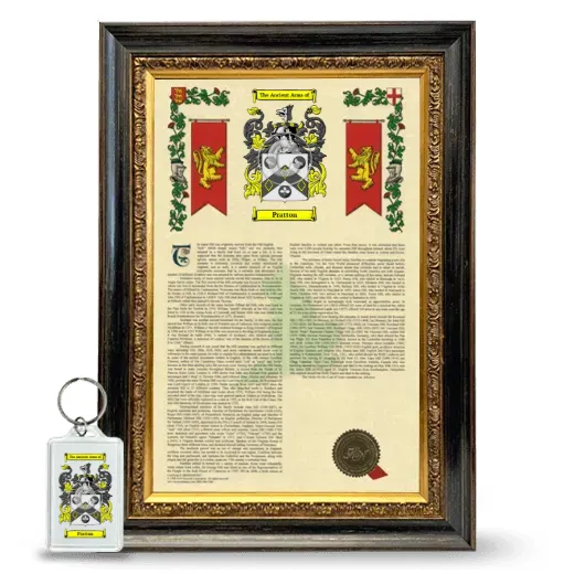 Pratton Framed Armorial History and Keychain - Heirloom