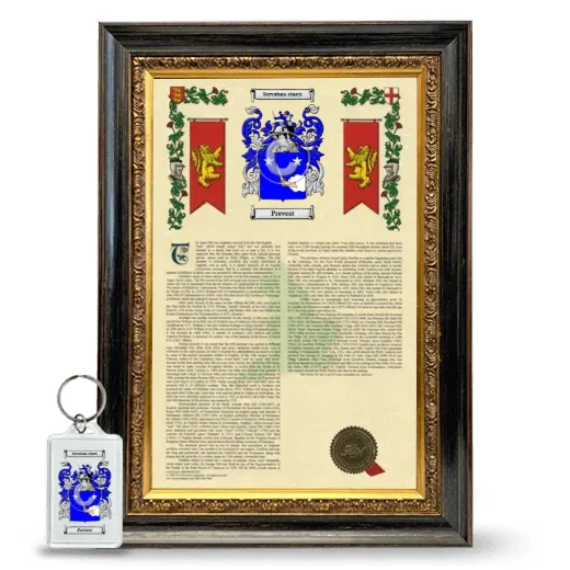 Prevest Framed Armorial History and Keychain - Heirloom