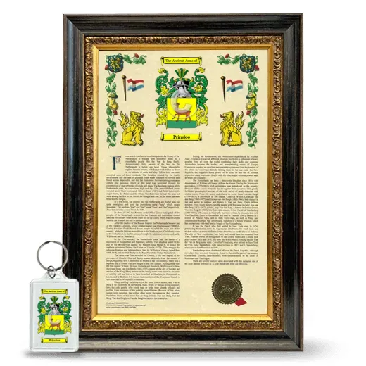 Prinsloo Framed Armorial History and Keychain - Heirloom
