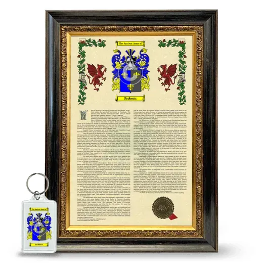 Proberts Framed Armorial History and Keychain - Heirloom