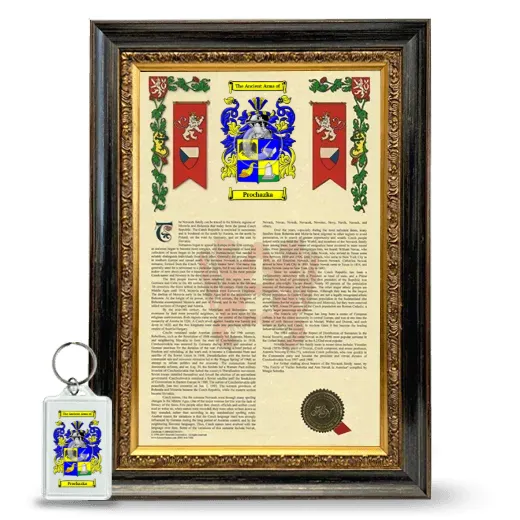 Prochazka Framed Armorial History and Keychain - Heirloom