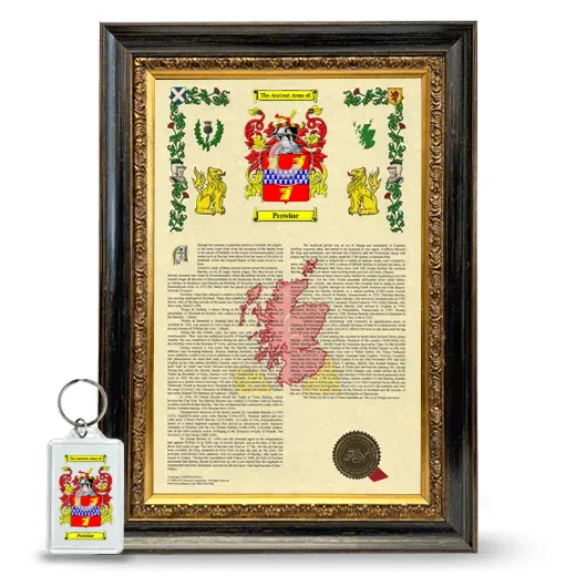 Prowine Framed Armorial History and Keychain - Heirloom
