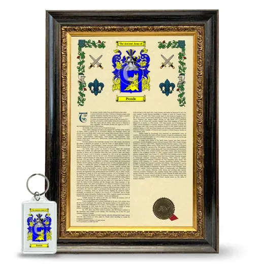 Prowle Framed Armorial History and Keychain - Heirloom