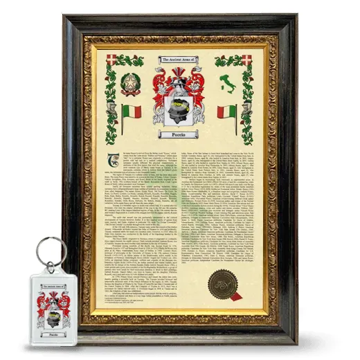 Puccio Framed Armorial History and Keychain - Heirloom