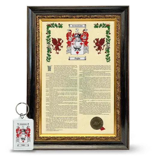 Pughe Framed Armorial History and Keychain - Heirloom