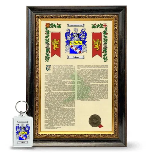 Pullem Framed Armorial History and Keychain - Heirloom
