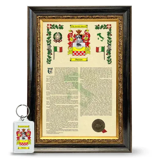 Purcaro Framed Armorial History and Keychain - Heirloom